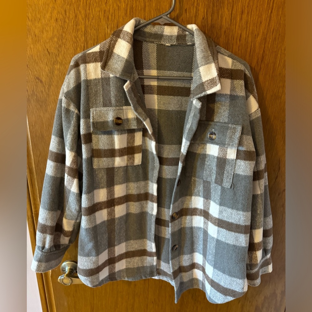 Shacket - brown & gray fleece